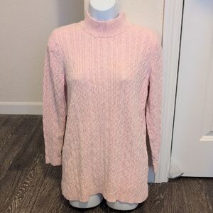 Land's End Women's Pink Cable Knit Sweater